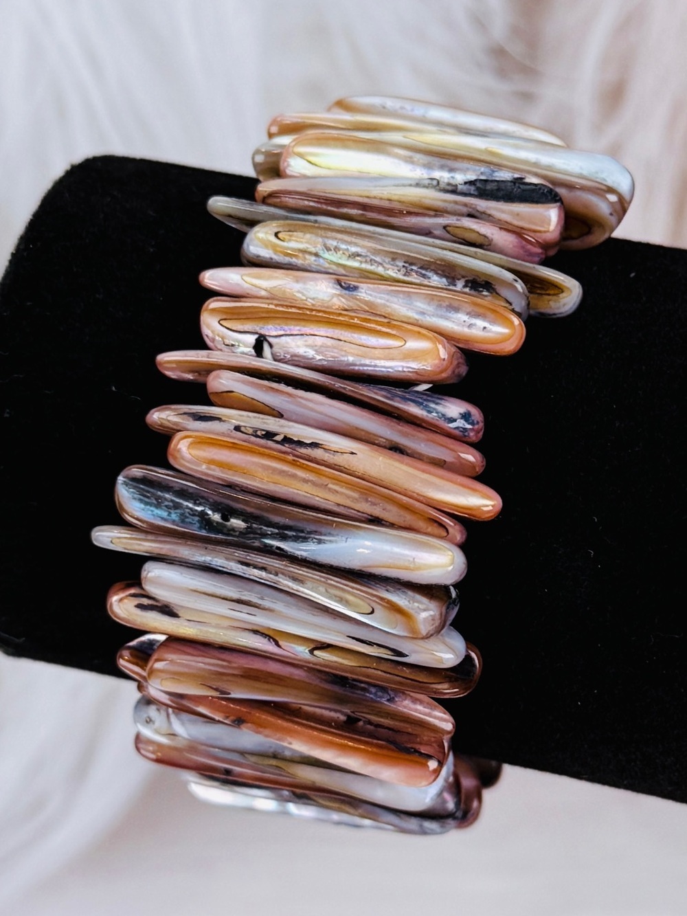 Beautiful, bohemian chic, wide band stretch bracelet